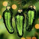 One (1) Hand Blown Green Glass Legend of the Pickle Ornament for Good Luck Trim-A-Tree or Gift Giving
