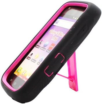 Fincibo (TM) Samsung Galaxy S Blaze 4G T769 Kickstand Hybrid Case Hard Gel Cover with Stand - Black Hot Pink
