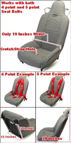 Grey Narrow High Back Suspension Seat 19 Inches Wide For Older Sand Rails, Manx Dune Buggies Or Bugs