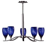Kenroy Home 44305BS-LAG Medici 5-Light Chandelier with Lagoon Blown Glass, Brushed Steel