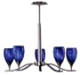 Kenroy Home 44305BS-LAG Medici 5-Light Chandelier with Lagoon Blown Glass, Brushed Steel