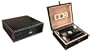 Black Leather Gatorback Humidor Gift Set With Cutter