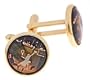 Gold plated cufflinks with a vintage tennis player image with presentation box. Made in the U.S.A