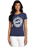 MLB Women's New York Yankees Retroized Short Sleeve Crew Neck Tee (Athletic Navy Heather, Small)