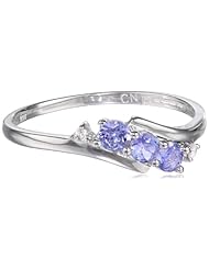 10k White Gold, Tanzanite, and Diamond Ring (0.018 cttw, GHI Color, I2-I3 Clarity)