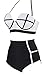 LA PLAGE Women's Colorful High Waist Padded Bathing Suit Size US Large White