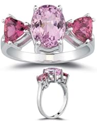2.50 Cts Kunzite & 1.20 Cts Pink Tourmaline Ring in 10K White Gold