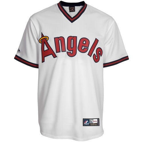 MLB Men's California Angels Cooperstown Short Sleeve Synthetic Replica Baseball Jersey (White, Large)