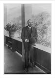41nmYL2FdOL. SL160 Historic Print (L): [Theodore Sherman Palmer, full length portrait, seated on the railing of a porch, Berkel