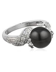 Sterling Silver 9mm Shell Pearl and Cubic Zirconia Ring