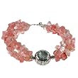 Handmade Pink Quartz Bracelet With Antiqued Silver Accent Bead