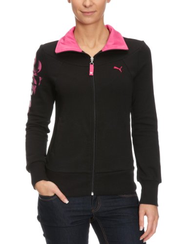 PUMA Damen Sweatjacke Large Logo, black-raspberry rose, XXL, 819194 01