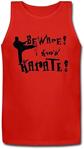 Men's Beware! I Know KARATE! Tank Top Medium Red
