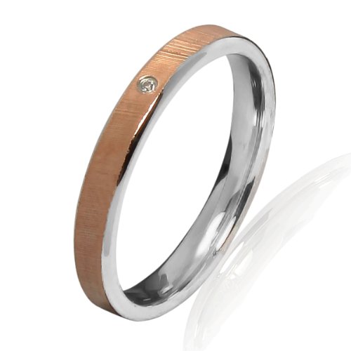 Bliss Republic Damen-Ring Edelstahl IP-Beschichtung ros&eacute; Zirkonia wei&szlig; 60301097 56 Preisvergleich