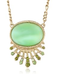 Signature 1928 "Semi Precious" Gold Tone Moonstone Oval Pendant Necklace, 16"