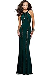 Stretchy Sequined Jersey/Polyester/Spandex Evening Dress/Prom Dress/Wedding Party Dress 