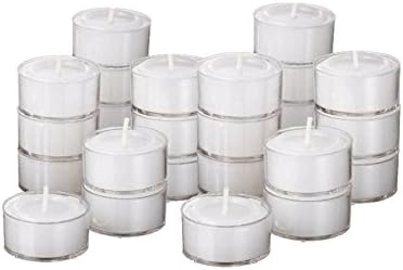 Quality Tea Lights In Clear Cup Unscented Tealight Candles 8 hr Burn 90 Per Pack Made In USA (90)