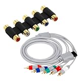 GTMax Gold Plated 5 RCA Component Coupler F/F + 6FT Gold Plated Component Cable for Nintendo Wii