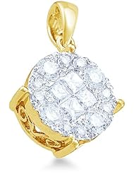 14k Yellow OR White Gold Princess Cut and Round Invisible Channel Set Diamond Solitaire Style Pendant - 25mm Width * 25mm Height (2.0 cttw)