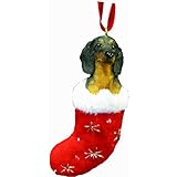 Dachshund Christmas Stocking Ornament with "Santa's Little Pals" Hand Painted and Stitched Detail