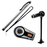 Gtmax Wireless In-car Bluetooth Fm Transmitter with Charging, Music Control and Hands-free Calling Car Kit + Free Silver Pogo Touchscreen Sketch Stylus Pen for Lg, Nokia, Sanyo, Htc, Google, T-mobile, Motorola, Samsung, Android, Iphone, Blackberry and Windows (Free Gift Bluemall Strap Lanyard)