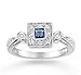 14k White Gold Antique Style Sapphire Diamond Ring