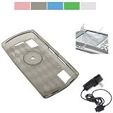 Sony walkman S544 S545 Series TPU Silicone Case + Screen Protector + Wall Charger for Sony walkman (Smoke)