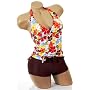 Cute Sexy Colorful 2 pc Bathing Suit Multi Color Floral Halter Tankini Swimsuit with Boyshorts
