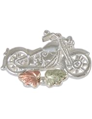 Black Hills Gold Silver Motorcycle Lapel Pin