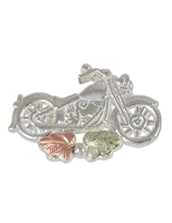 Motorcycle Lapel Pin in Black Hills Gold Sterling Silver - tie tack pin or hat pin
