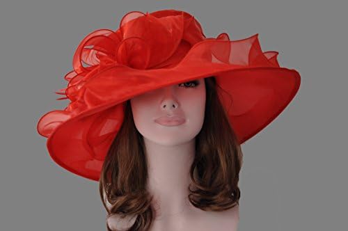 Attractive Organza Derby Hat with Shimmering Bow(red)