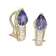 14K Yellow Gold Tanzanite and Diamond Earrings