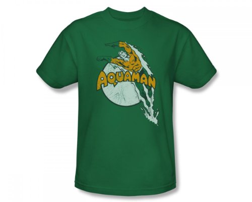  Aquaman - Splash Adult T-Shirt In Kelly Green