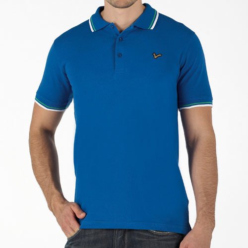 Voi Jeans Herren Tipped Polohemd Royal/Weiß/Grün 