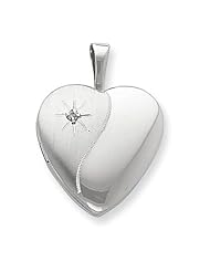 Genuine .925 Sterling Silver & Diamond 16mm D/C Heart Locket. 100% Satisfaction Guaranteed.