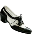 Aris Allen 1950s Black & White Spectator Wingtip Mesh Oxford Swing Shoes with Suede Sole