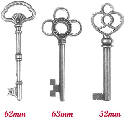 Joy Deco 30pcs Mixed Vintage Skeleton Keys, 3 Styles,Each 10pcs, Antique Silver, Middle (M01Y)