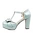 Latasa Women's Cute Bow T-strap High Heel Platform Round Toe Pumps, Sandal