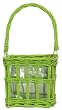 Hand Woven Kiwi Green Painted Willow Basket with Small Glass Candle Shade 7 1/4"Sq x 6 1/2"H Set/2