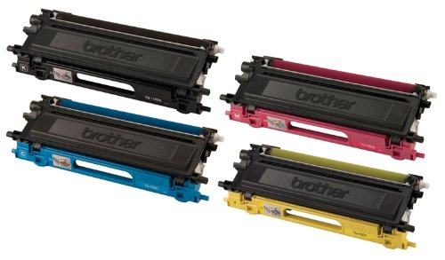 Original Brother TN-110BK, TN-110C, TN-110M, TN-110Y (TN110BK, TN110C, TN110M, TN110Y) 1500~2500 Yield Black, Cyan, Magenta, Yellow Toner Cartridge 4 Pack Set - Retail On Sale