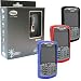Combo Of Black Pama Juno Bluetooth Headset With Blue, Red, Black Silicone Skin Cover Case For Blackberry Curve 8330 8300 8320 8310