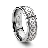 6mm Celtic Tungsten Ring Laser Etched With Knot Pattern - Size 7