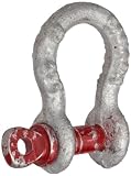Crosby 1018357 Carbon Steel G-209 Screw Pin Anchor Shackle, Galvanized, 1/3 Ton Working Load Limit, 3/16 Size