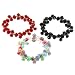 Set of 3 Faceted Glass Rondell Stretchy Bracelets - 7.5'' Length - Black, Red, and Multi-Colored