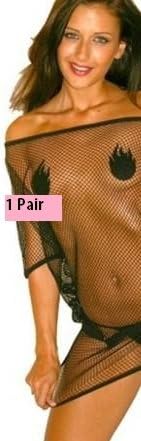 Flame Self Adhesive Pasties (1 Pair) (Black)