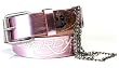 Ed Hardy Womens Metallic Pink Belt with Detachable Crystal Embellished Chain