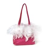 Fuchsia Quilted Purse with Feather Trim