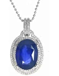 18K White Gold Sapphire and Diamond Pendant -- LIFETIME WARRANTY