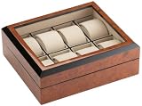 Image of Rapport B242 Polished Burr Walnut Eight Watch Collector Box with Glass Lid