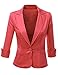 Doublju Womens 3/4 Sleeve Peaked Collar Cropped Blazer